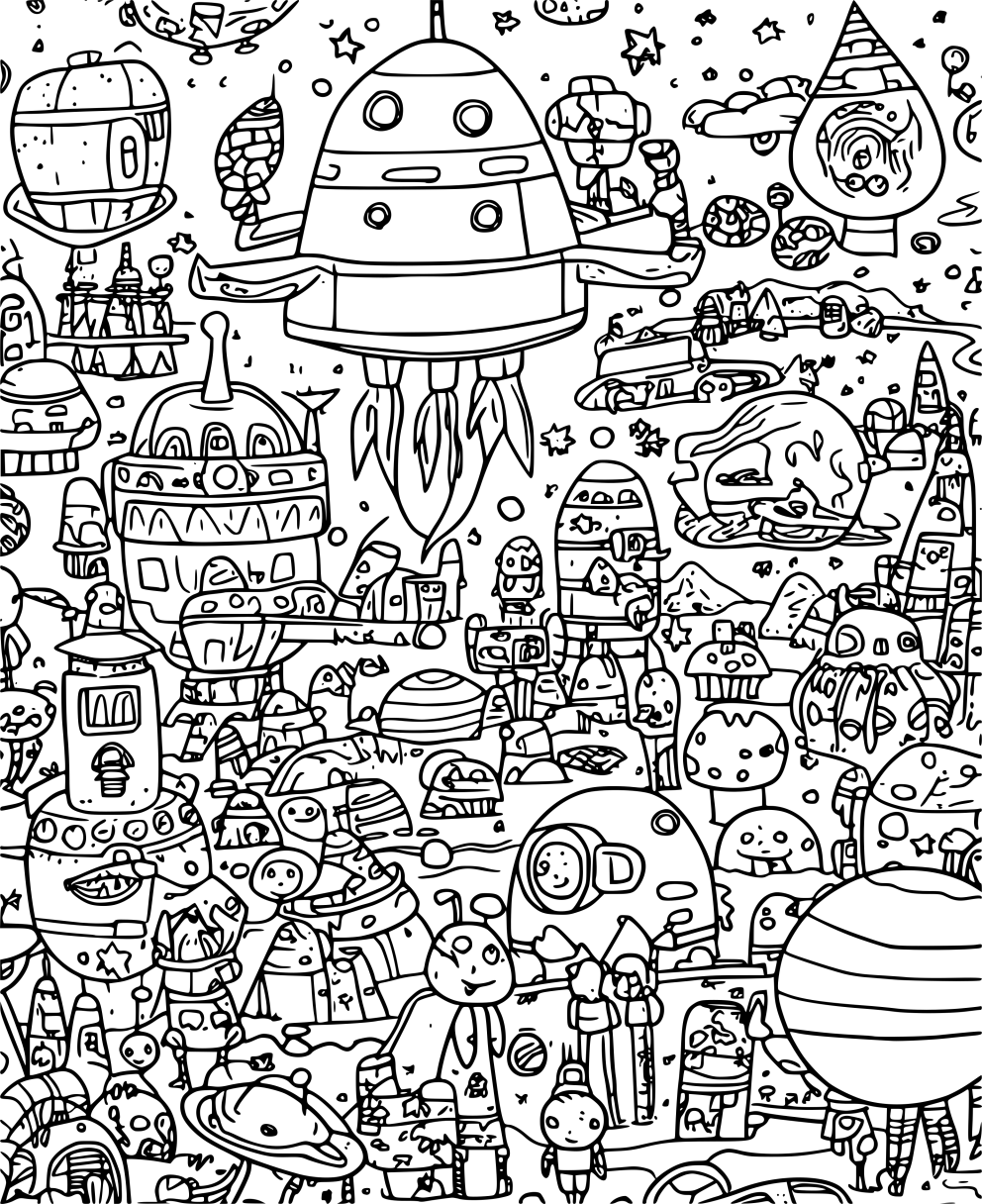 Cosmic Scribble Cosmic Choas-themed coloring design